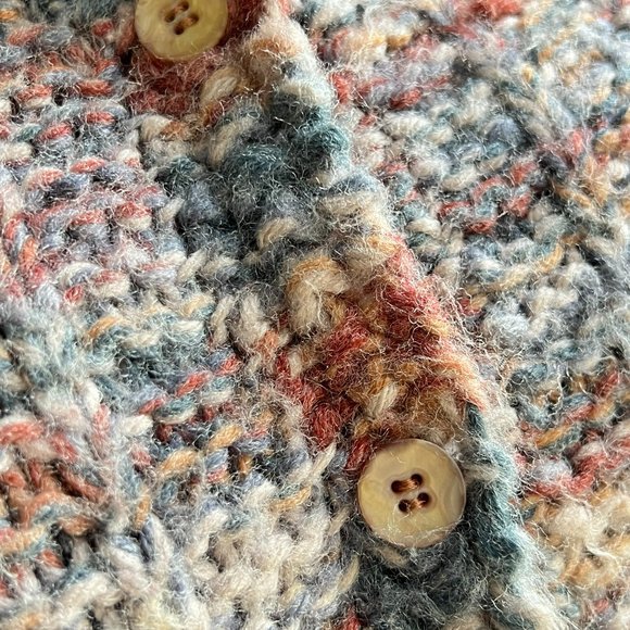Vintage Women's Boho Space Dye Balloon-Sleeve  Chunky Cardigan Sweater Medium - Picture 6 of 9